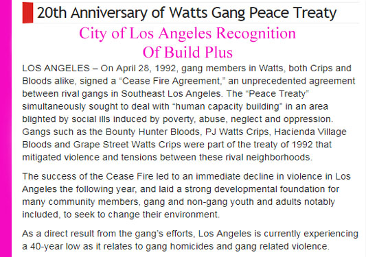 city of los angeles award of recognition to build plus founder for gang prevention